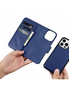 iCarer Wallet Case 2-in1 Cover iPhone 14 Pro Leather Flip Case Anti-RFID blå (WMI14220726-BU)