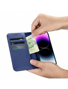 iCarer Wallet Case 2-in1 Cover iPhone 14 Pro Leather Flip Case Anti-RFID blå (WMI14220726-BU)