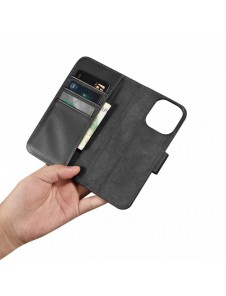iCarer Plånboksfodral 2-i-1 skal iPhone 14 Pro Leather Flip Cover Anti-RFID svart (WMI14220726-BK)