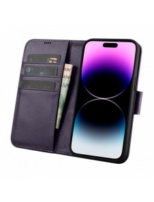 iCarer Plånboksfodral 2-i-1-fodral iPhone 14 Pro Max Anti-RFID Flip-fodral i läder mörklila (WMI14220728-DP)