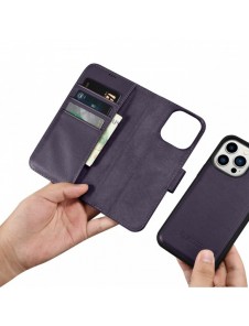 iCarer Plånboksfodral 2-i-1-fodral iPhone 14 Pro Max Anti-RFID Flip-fodral i läder mörklila (WMI14220728-DP)