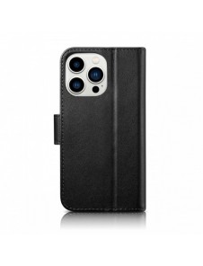 iCarer Plånboksfodral 2-i-1 skal iPhone 14 Pro Max Läder Flip Cover Anti-RFID svart (WMI14220728-BK)