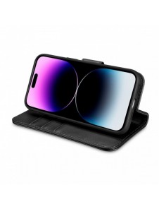 iCarer Plånboksfodral 2-i-1 skal iPhone 14 Pro Max Läder Flip Cover Anti-RFID svart (WMI14220728-BK)
