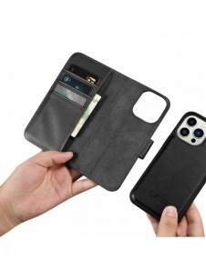 iCarer Plånboksfodral 2-i-1 skal iPhone 14 Pro Max Läder Flip Cover Anti-RFID svart (WMI14220728-BK)