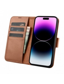 iCarer Plånboksfodral 2-i-1 skal iPhone 14 Pro Max Läder Flip Cover Anti-RFID Brun (WMI14220728-BN)