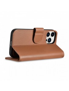 iCarer Plånboksfodral 2-i-1 skal iPhone 14 Pro Max Läder Flip Cover Anti-RFID Brun (WMI14220728-BN)
