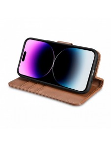 iCarer Plånboksfodral 2-i-1 skal iPhone 14 Pro Max Läder Flip Cover Anti-RFID Brun (WMI14220728-BN)