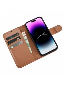 iCarer Plånboksfodral 2-i-1 skal iPhone 14 Pro Max Läder Flip Cover Anti-RFID Brun (WMI14220728-BN)