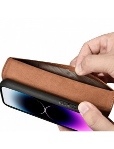 iCarer Plånboksfodral 2-i-1 skal iPhone 14 Pro Max Läder Flip Cover Anti-RFID Brun (WMI14220728-BN)