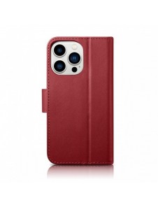 iCarer Plånboksfodral 2-i-1 skal iPhone 14 Pro Max Läder Flip Cover Anti-RFID Röd (WMI14220728-RD)