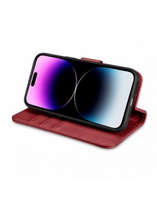 iCarer Plånboksfodral 2-i-1 skal iPhone 14 Pro Max Läder Flip Cover Anti-RFID Röd (WMI14220728-RD)