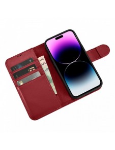 iCarer Plånboksfodral 2-i-1 skal iPhone 14 Pro Max Läder Flip Cover Anti-RFID Röd (WMI14220728-RD)
