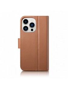 iCarer Wallet Case 2in1 iPhone 14 Pro Leather Flip Case Anti-RFID brun (WMI14220726-BN)