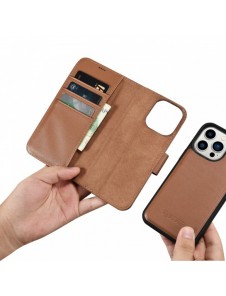 iCarer Wallet Case 2in1 iPhone 14 Pro Leather Flip Case Anti-RFID brun (WMI14220726-BN)