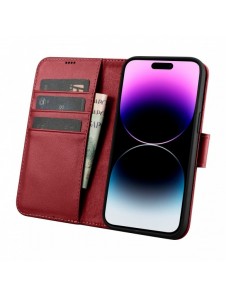 iCarer Wallet Case 2in1 iPhone 14 Pro Leather Flip Case Anti-RFID röd (WMI14220726-RD)
