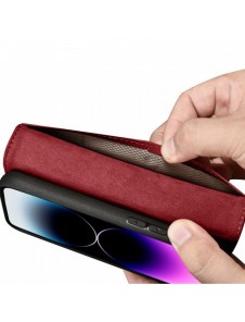 iCarer Wallet Case 2in1 iPhone 14 Pro Leather Flip Case Anti-RFID röd (WMI14220726-RD)