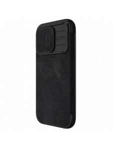 Läderfodral med kameraskal för iPhone 15 Pro Max Nillkin Qin Pro Läder - Svart