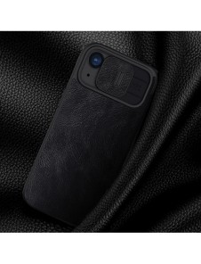 Läderfodral med kameraskal för iPhone 15 Pro Max Nillkin Qin Pro Läder - Brun