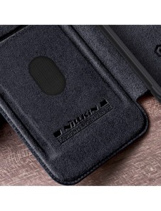 Läderfodral med kameraskal för iPhone 15 Pro Max Nillkin Qin Pro Läder - Brun