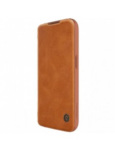 Läderfodral med kameraskal till iPhone 15 Pro Nillkin Qin Pro Läder - Brun