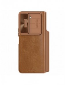 Läderfodral med flip och kameraskydd för Samsung Galaxy Z Fold 5 Nillkin Qin Leather Pro - Brun