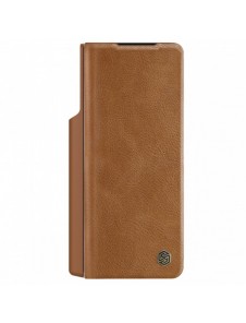 Läderfodral med flip och kameraskydd för Samsung Galaxy Z Fold 5 Nillkin Qin Leather Pro - Brun