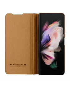 Läderfodral med flip och kameraskydd för Samsung Galaxy Z Fold 5 Nillkin Qin Leather Pro - Brun