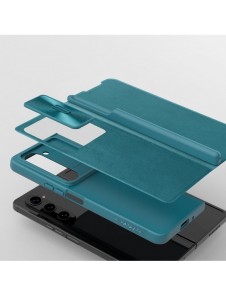 Läderfodral med flip och kameraskydd för Samsung Galaxy Z Fold 5 Nillkin Qin Leather Pro - Brun