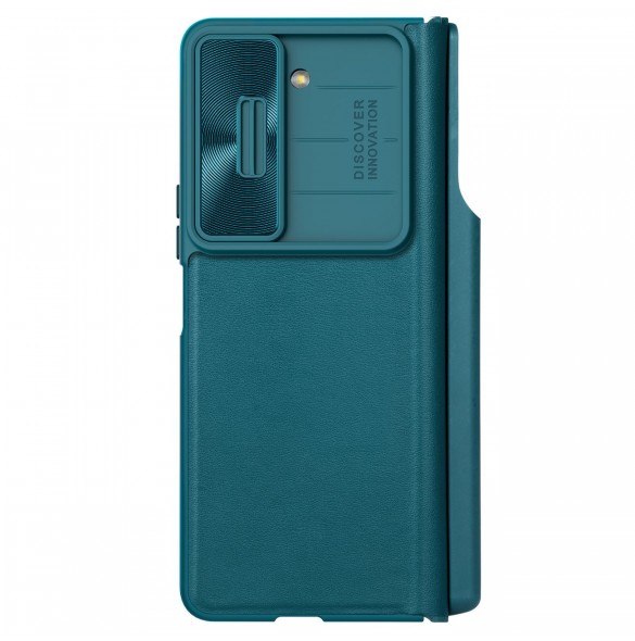 Läderfodral med flip och kameraskydd för Samsung Galaxy Z Fold 5 Nillkin Qin Leather Pro - Grön