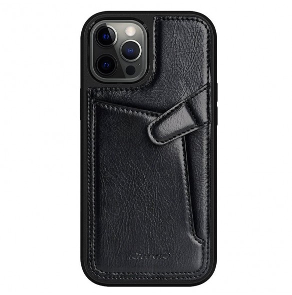 Nillkin Aoge Läderfodral äkta läder skyddande plånboksfodral iPhone 12 mini svart