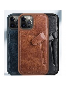 Nillkin Aoge Läderfodral äkta läder skyddande plånboksfodral iPhone 12 mini svart