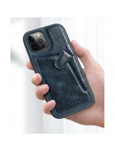 Nillkin Aoge Läderfodral äkta läder skyddande plånboksfodral iPhone 12 mini svart