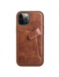 Nillkin Aoge Läderfodral äkta läder skyddande plånboksfodral iPhone 12 mini brun