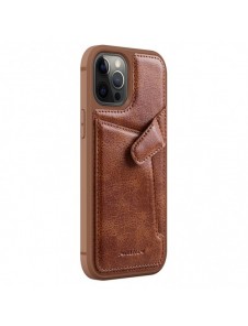 Nillkin Aoge Läderfodral äkta läder skyddande plånboksfodral iPhone 12 mini brun