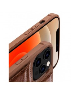 Nillkin Aoge Läderfodral äkta läder skyddande plånboksfodral iPhone 12 mini brun