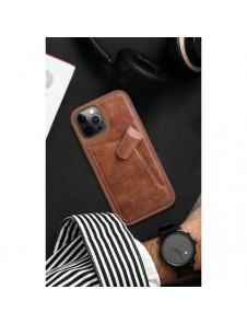 Nillkin Aoge Läderfodral äkta läder skyddande plånboksfodral iPhone 12 mini brun