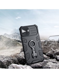 Nillkin CamShield Armor Pro Case Cover iPhone 14 Plus Armor Cover med kameraskydd Ring Stativ Svart
