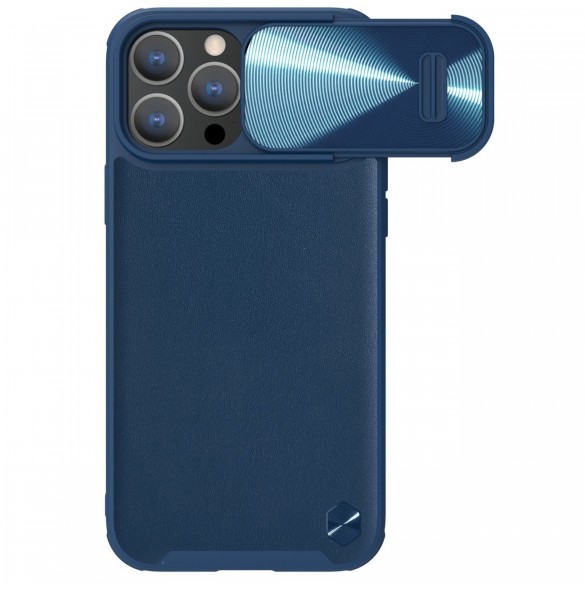 Nillkin CamShield Leather S Fodral iPhone 14 Pro skal med kameraskal blå