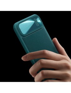 Nillkin CamShield Läder S-fodral iPhone 14 Pro Max skal med kameraskal grönt