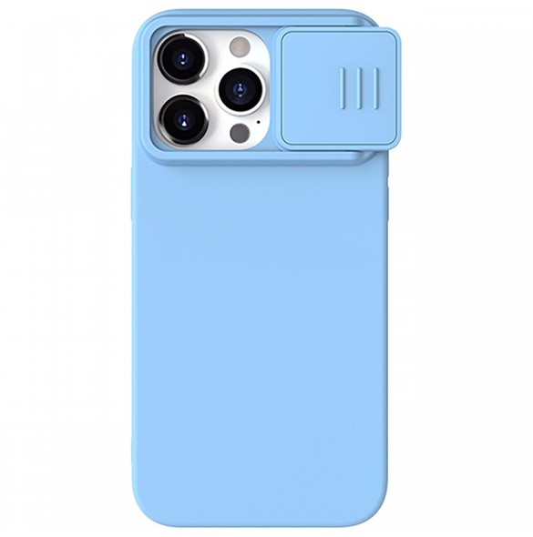 Nillkin CamShield Silky Silicone Case for iPhone 15 Pro Max with Camera Protector - Blue