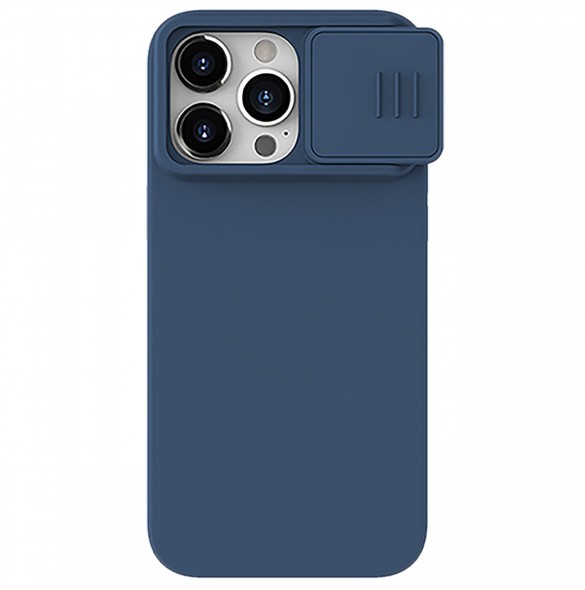 Nillkin CamShield Silky Silicone Case for iPhone 15 Pro Max with Camera Protector - Dark Blue