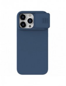Nillkin CamShield Silky Silicone Case for iPhone 15 Pro Max with Camera Protector - Dark Blue