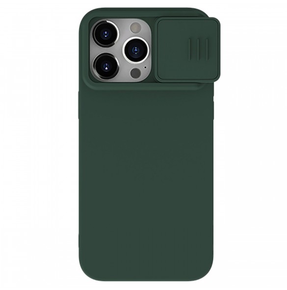 Nillkin CamShield Silky Silicone Case for iPhone 15 Pro Max with Camera Protector - Green