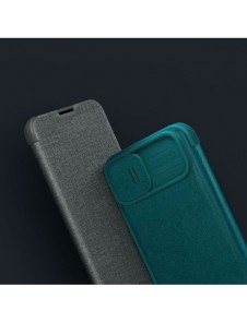 Nillkin Qin Cloth Pro Case Fodral För iPhone 14 Kameraskydd Hölster Cover Flip Fodral Blå