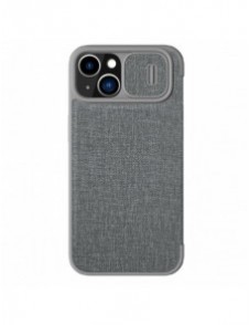 Nillkin Qin Cloth Pro Fodral Fodral För iPhone 14 Kamera Protector Hölster Cover Flip Fodral Grå