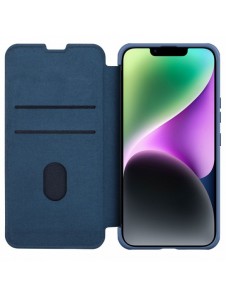 Nillkin Qin Cloth Pro Case Fodral För iPhone 14 Plus Kameraskydd Hölster Cover Flip Case Blå