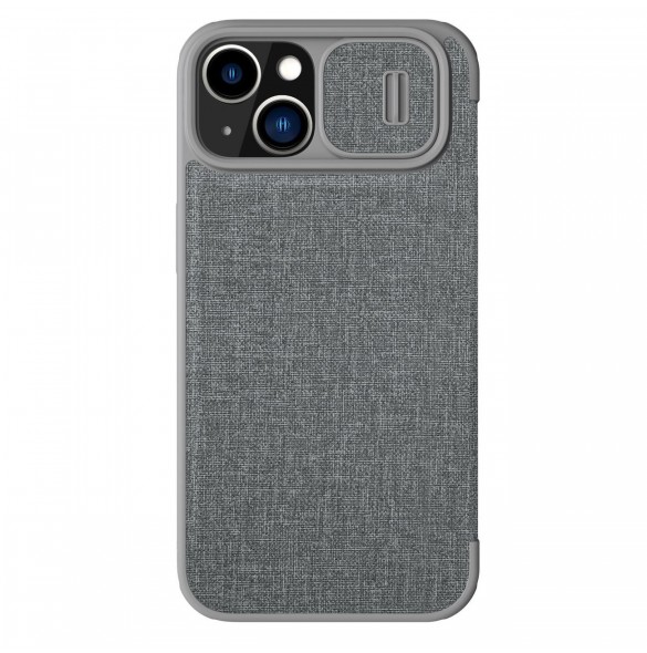 Nillkin Qin Cloth Pro Case Fodral För iPhone 14 Plus Kameraskydd Hölster Cover Flip Fodral Grå