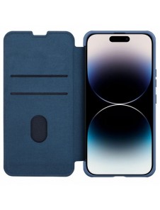 Nillkin Qin Cloth Pro Case Fodral För iPhone 14 Pro Kameraskydd Hölster Cover Flip Case Blå