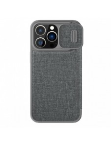 Nillkin Qin Cloth Pro Case Fodral För iPhone 14 Pro Max Kameraskydd Hölster Cover Flip Fodral Grå