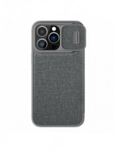 Nillkin Qin Cloth Pro Case Fodral För iPhone 14 Pro Max Kameraskydd Hölster Cover Flip Fodral Grå